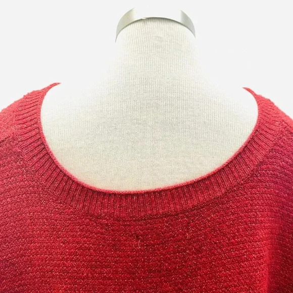 NWT SONOMA Women Long Sleeve V-Neck Pullover Oversized Red Sweater Plus Size 3X - Picture 5 of 11